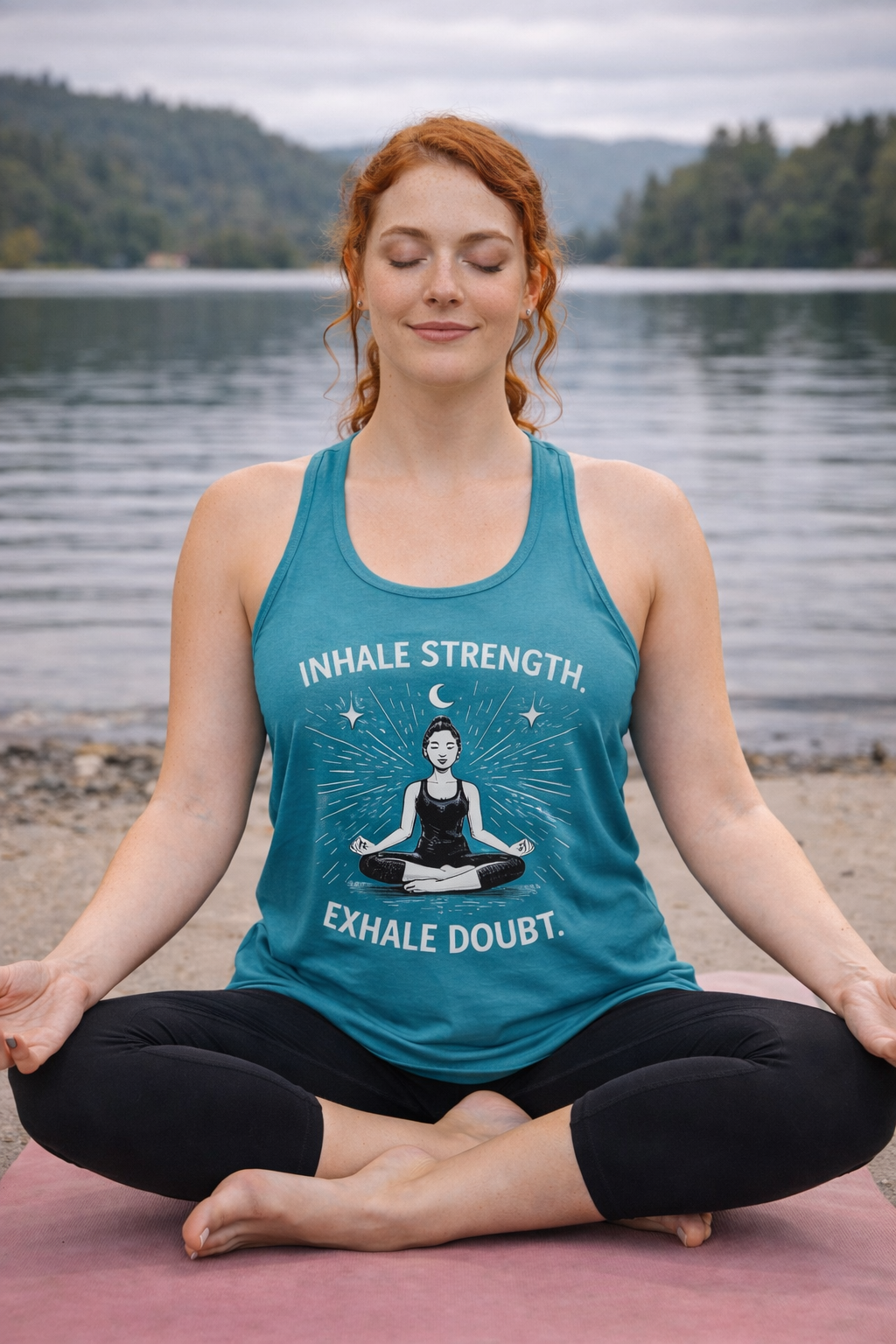 Inhale Strength, Exhale Doubt – Women’s Racerback Tank Top