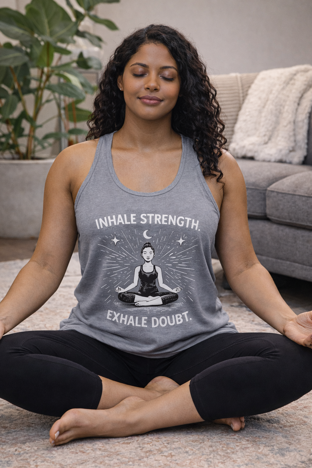 Inhale Strength, Exhale Doubt – Women’s Racerback Tank Top