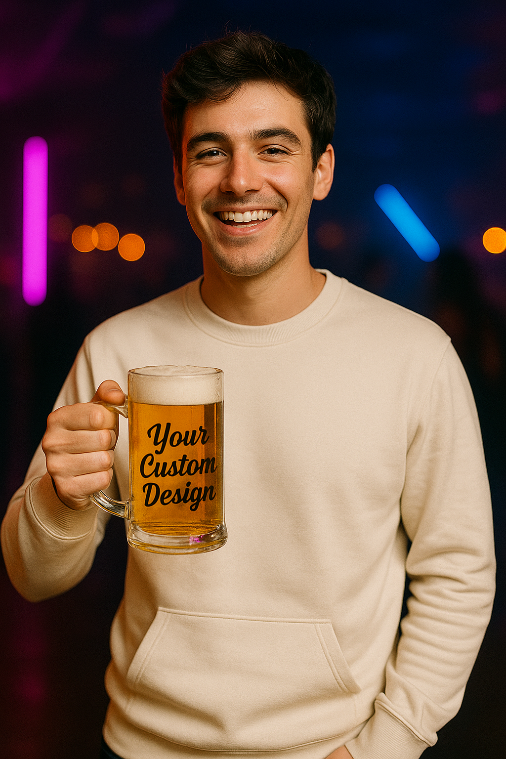 Frosted Glass Beer Mug — Customizable Tall Beer Stein for Parties & Gifts