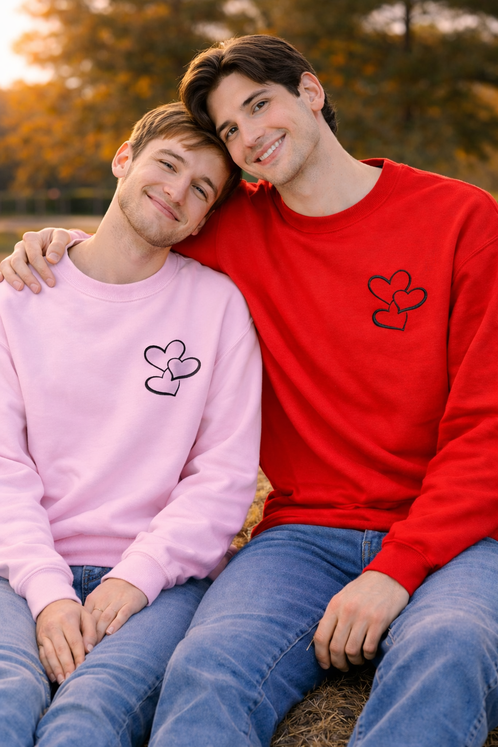 3 Hearts Sweatshirt – Personalized Memory Crewneck with Initials & EST Year