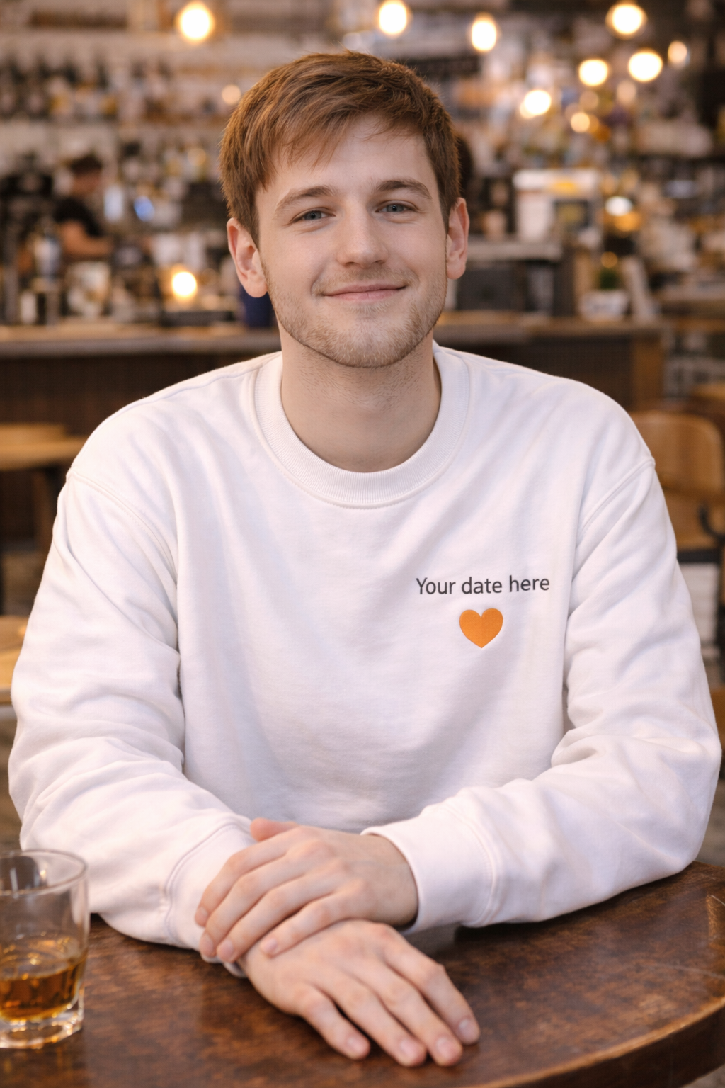 Embroidered Date Heart Crewneck Sweatshirt — Minimal Personalized Gift